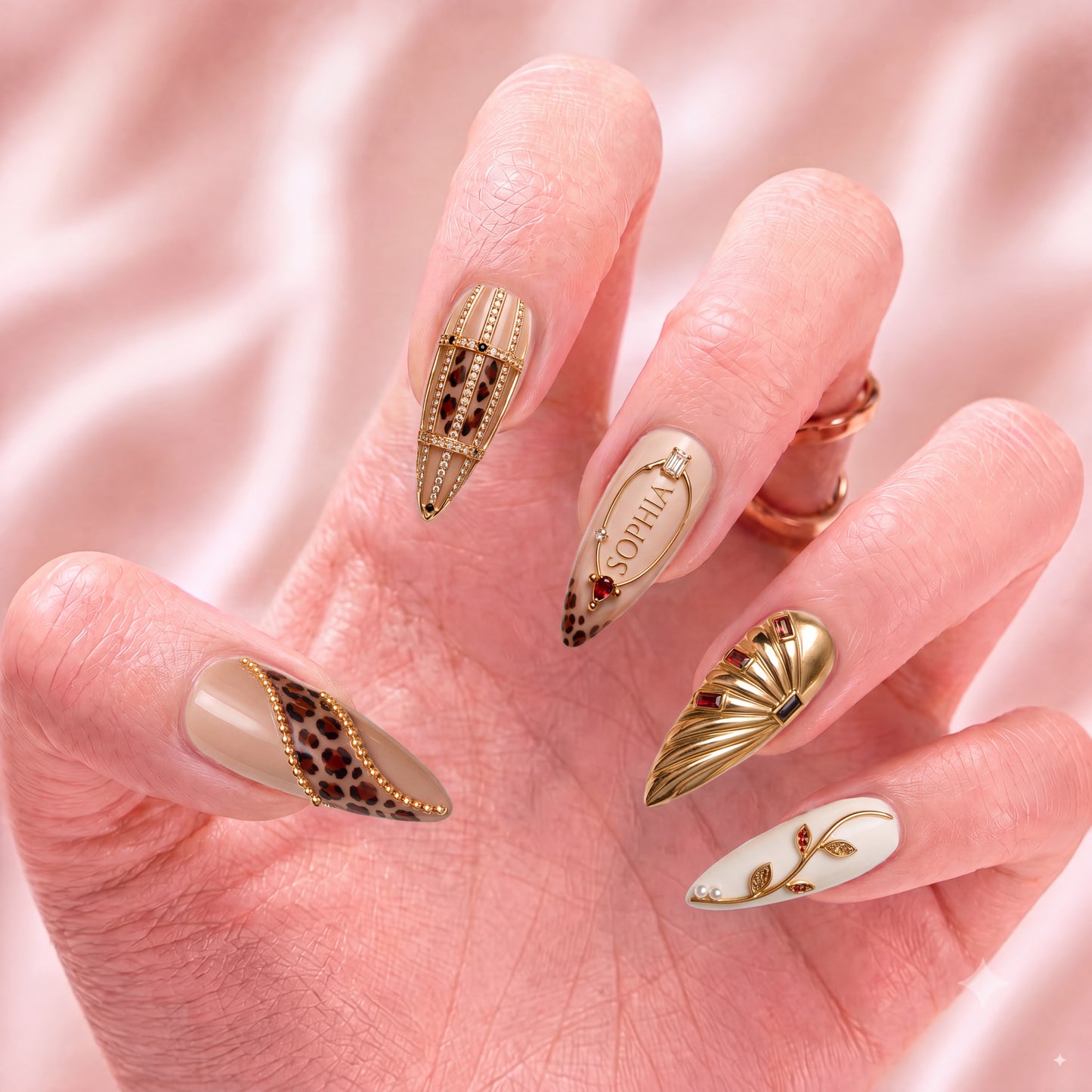Ruby Leopard Luxe - Personalized Press-On Nails