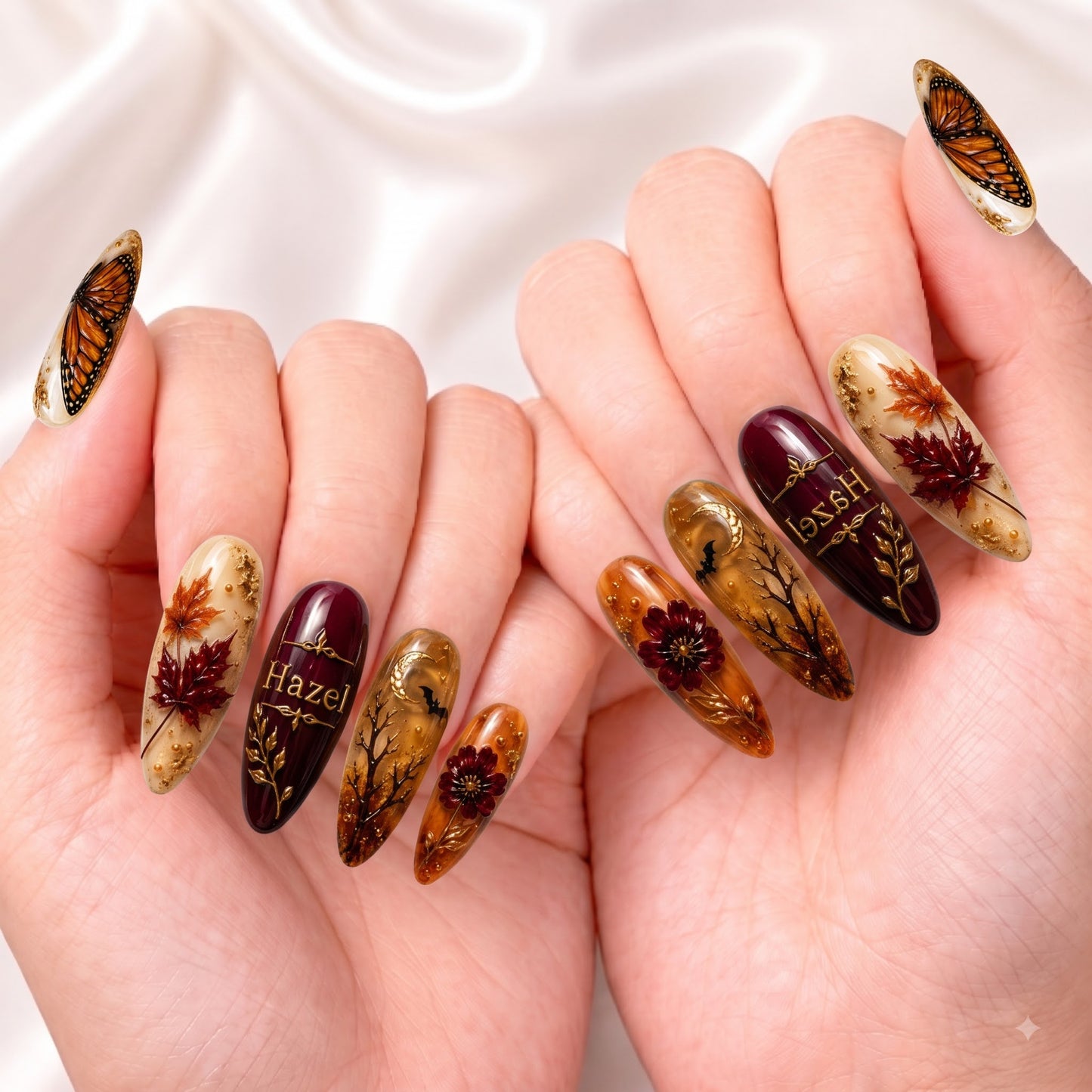 Crimson Winged Equinox - Personalized Press-On Nails