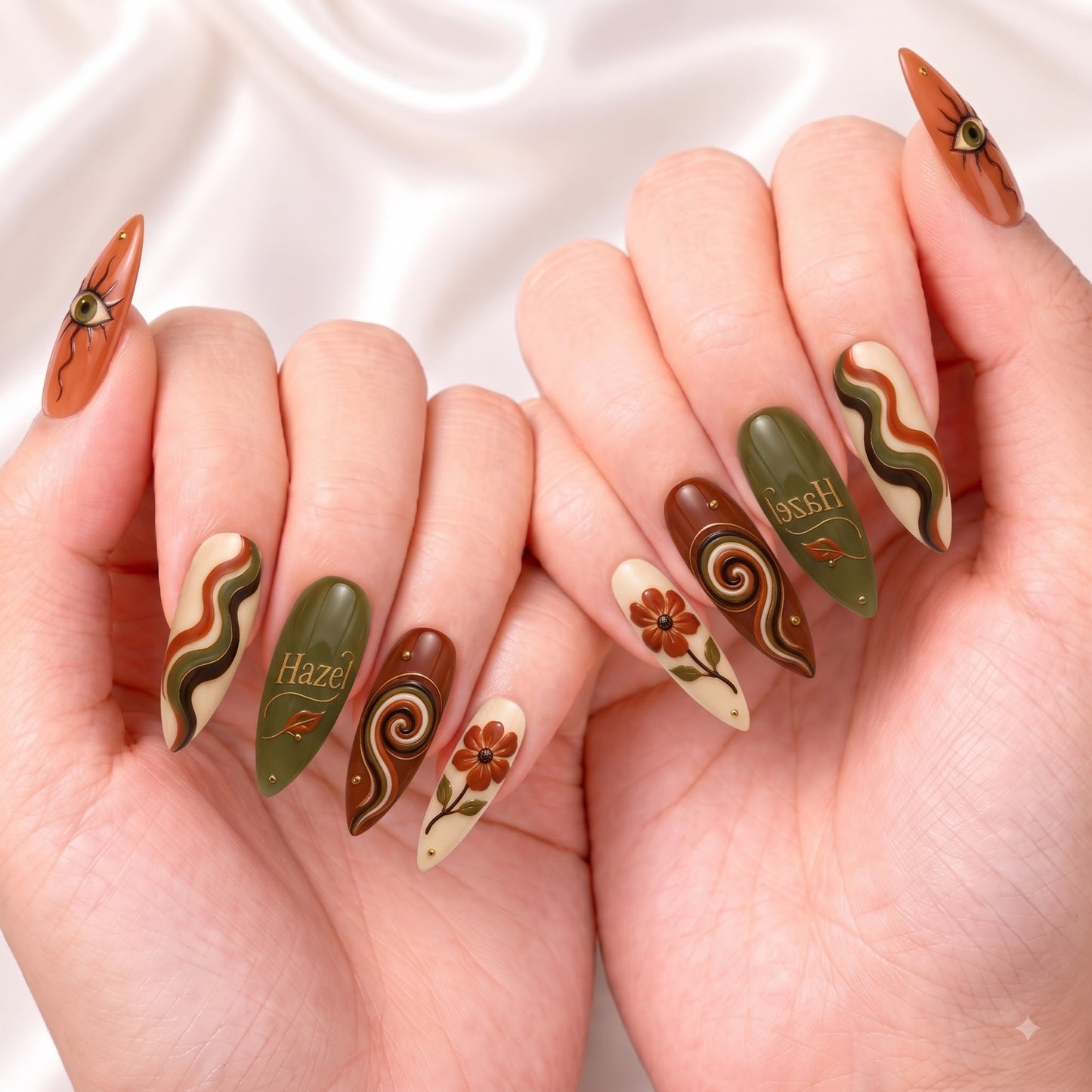 Terracotta Oracle Bloom - Personalized Press-On Nails