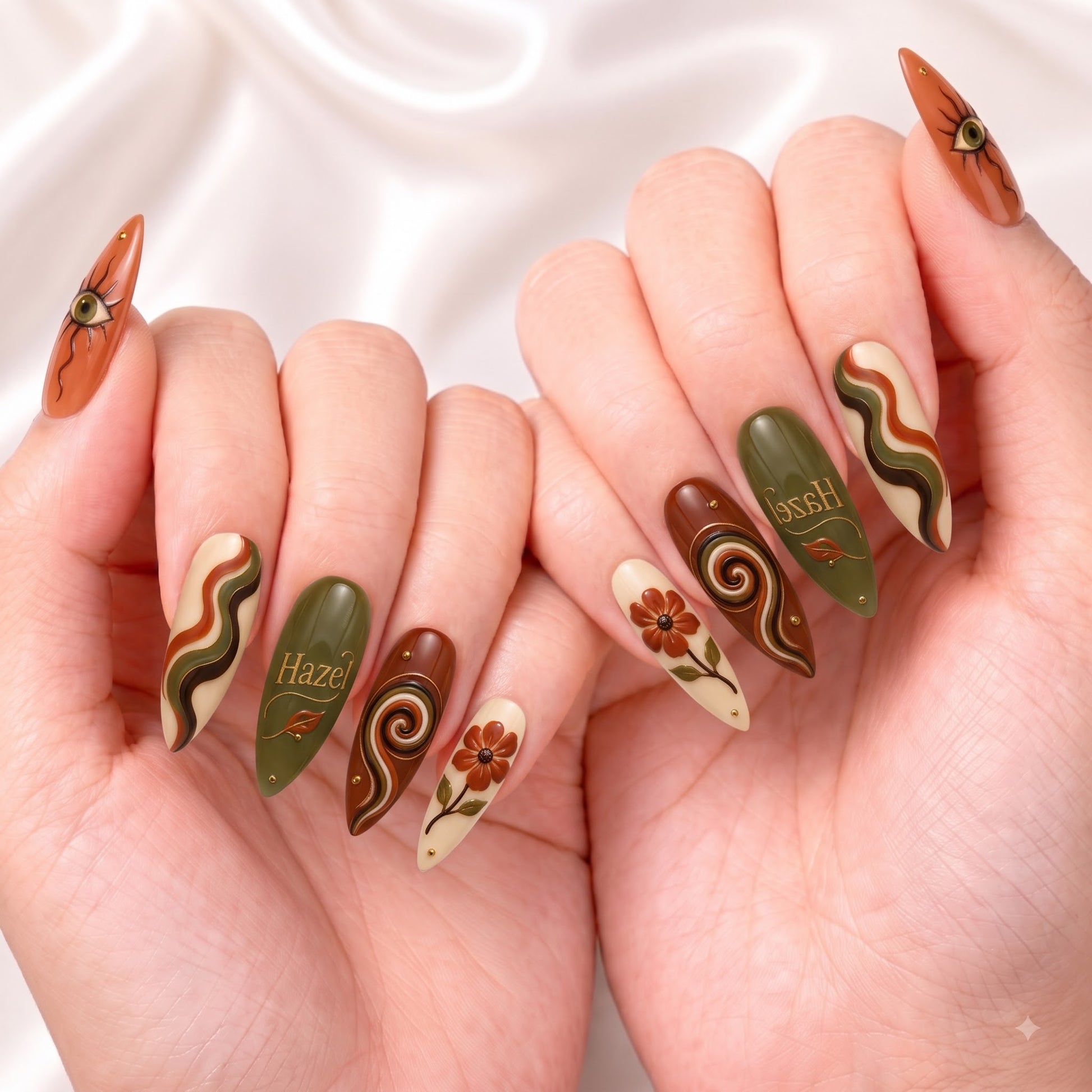 Terracotta Oracle Bloom - Personalized Press-On Nails