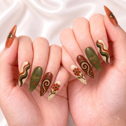 Terracotta Oracle Bloom - Personalized Press-On Nails