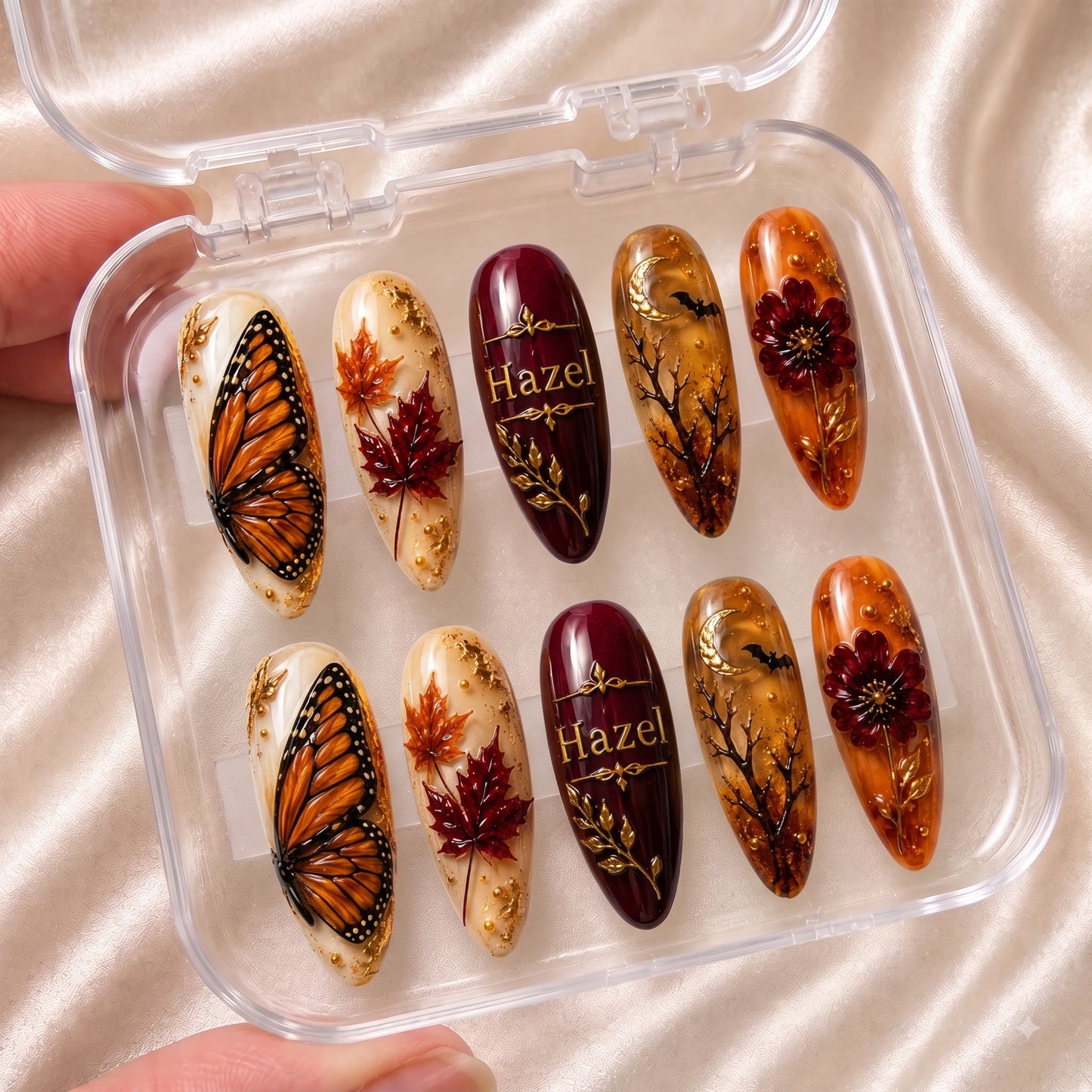 Crimson Winged Equinox - Personalized Press-On Nails