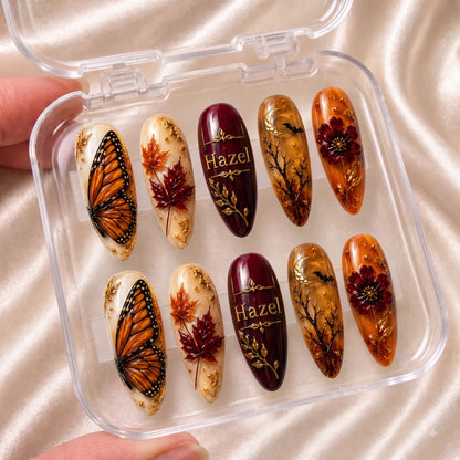 Crimson Winged Equinox - Personalized Press-On Nails