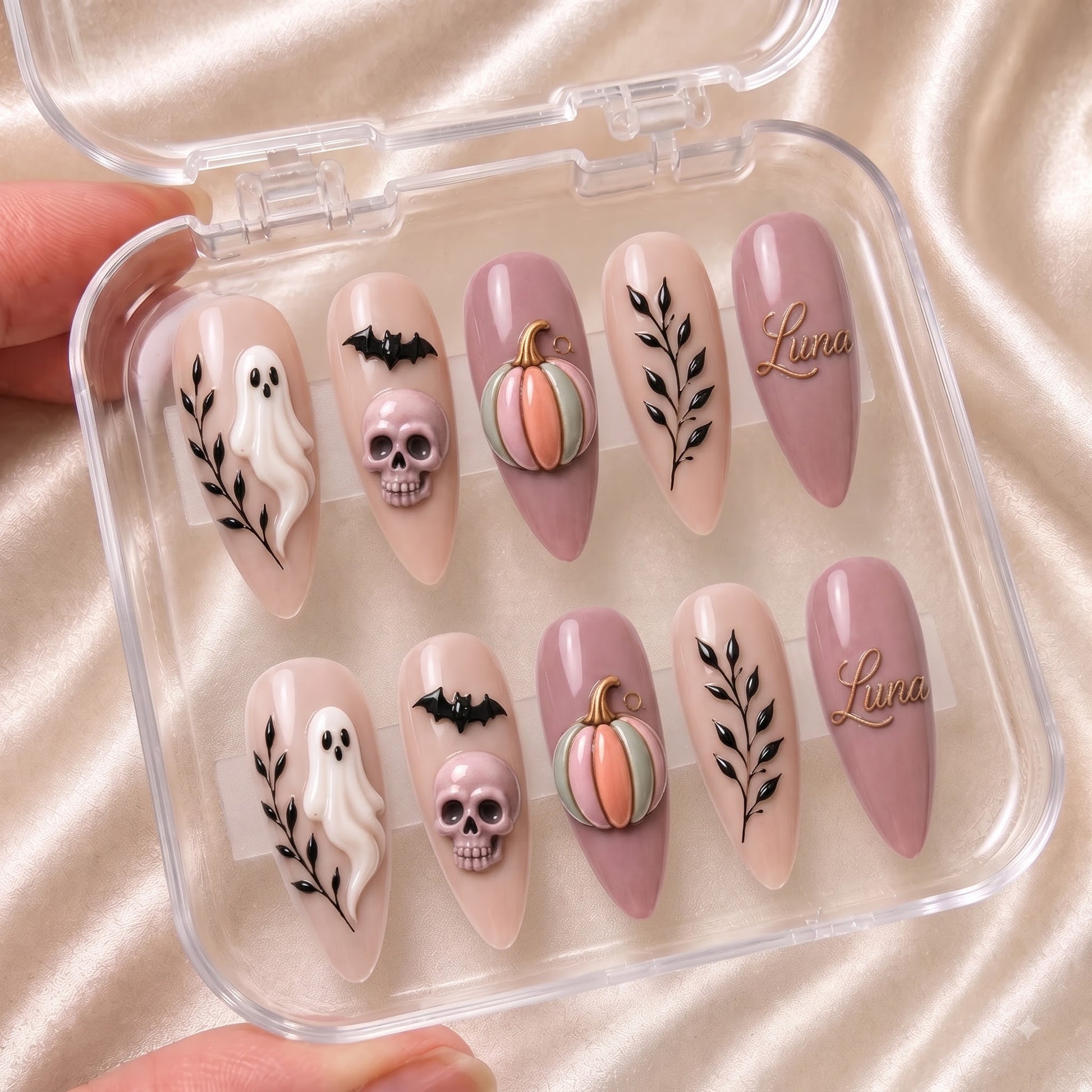 Soft Pumpkin Phantoms- Personalized Press-On Nails