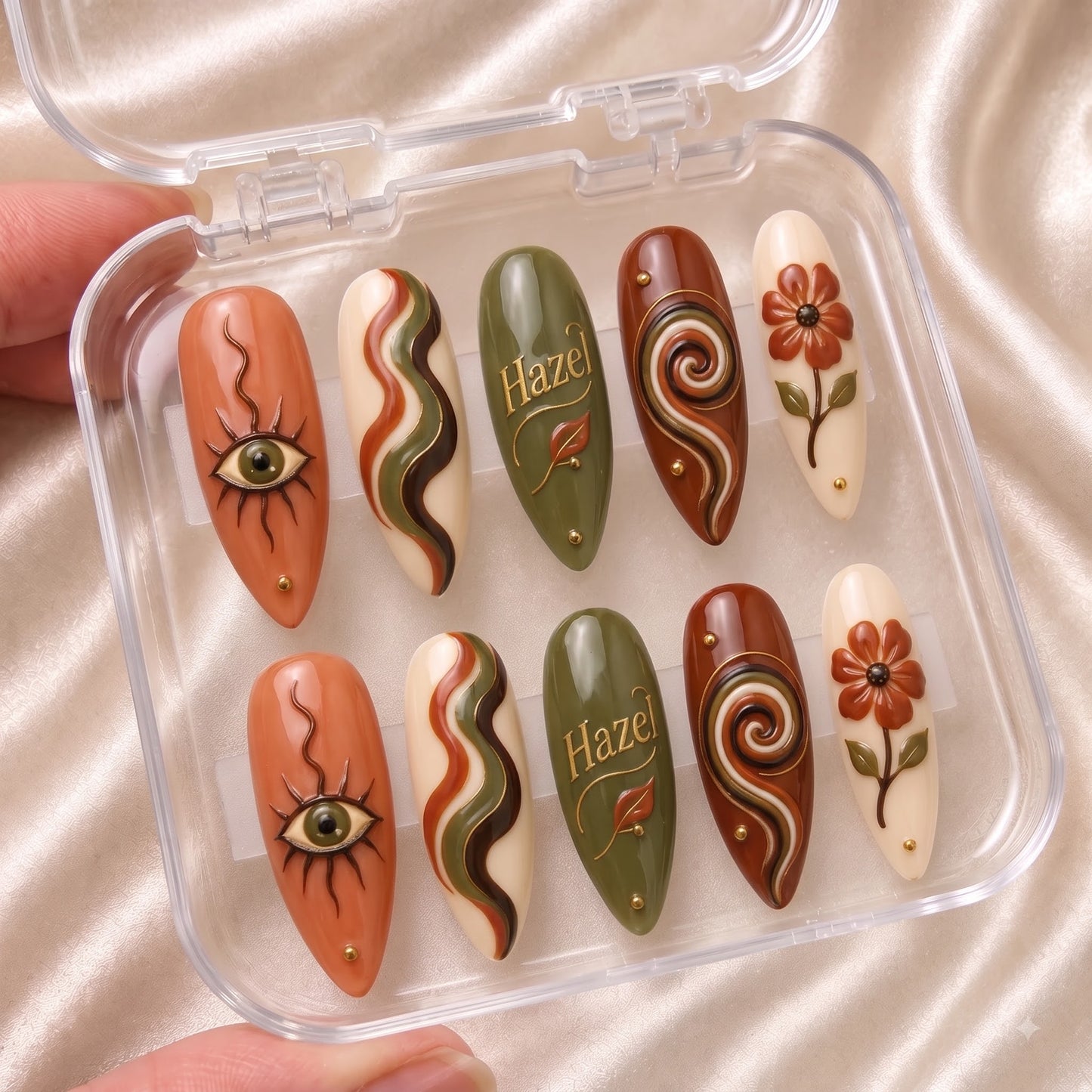 Terracotta Oracle Bloom - Personalized Press-On Nails