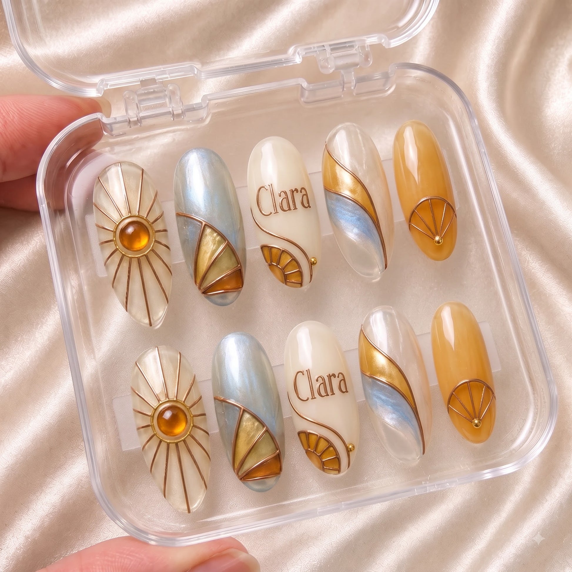 Amber Glass Daybreak- Personalized Press-On Nails