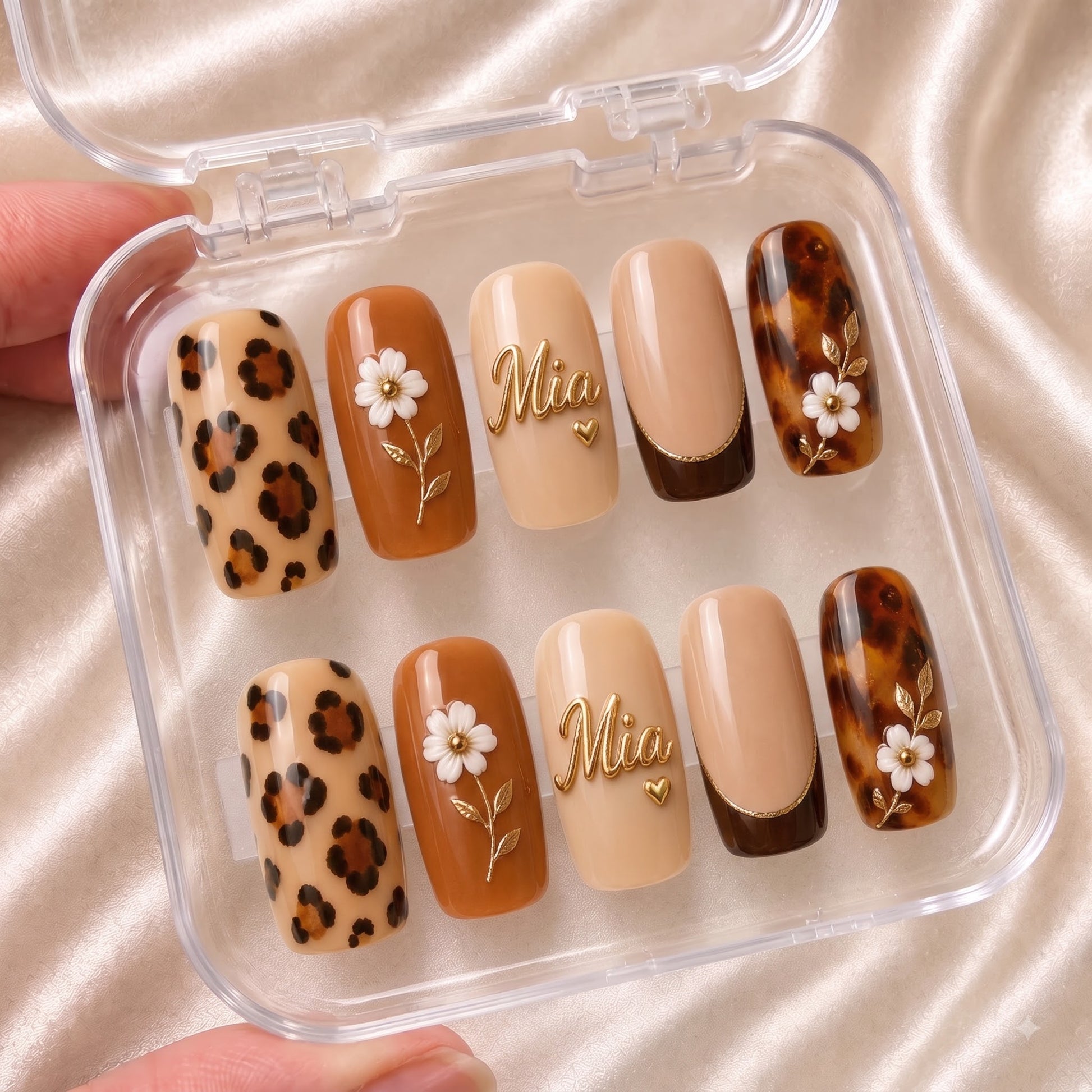 Caramel Wildflower Muse - Personalized Press-On Nails