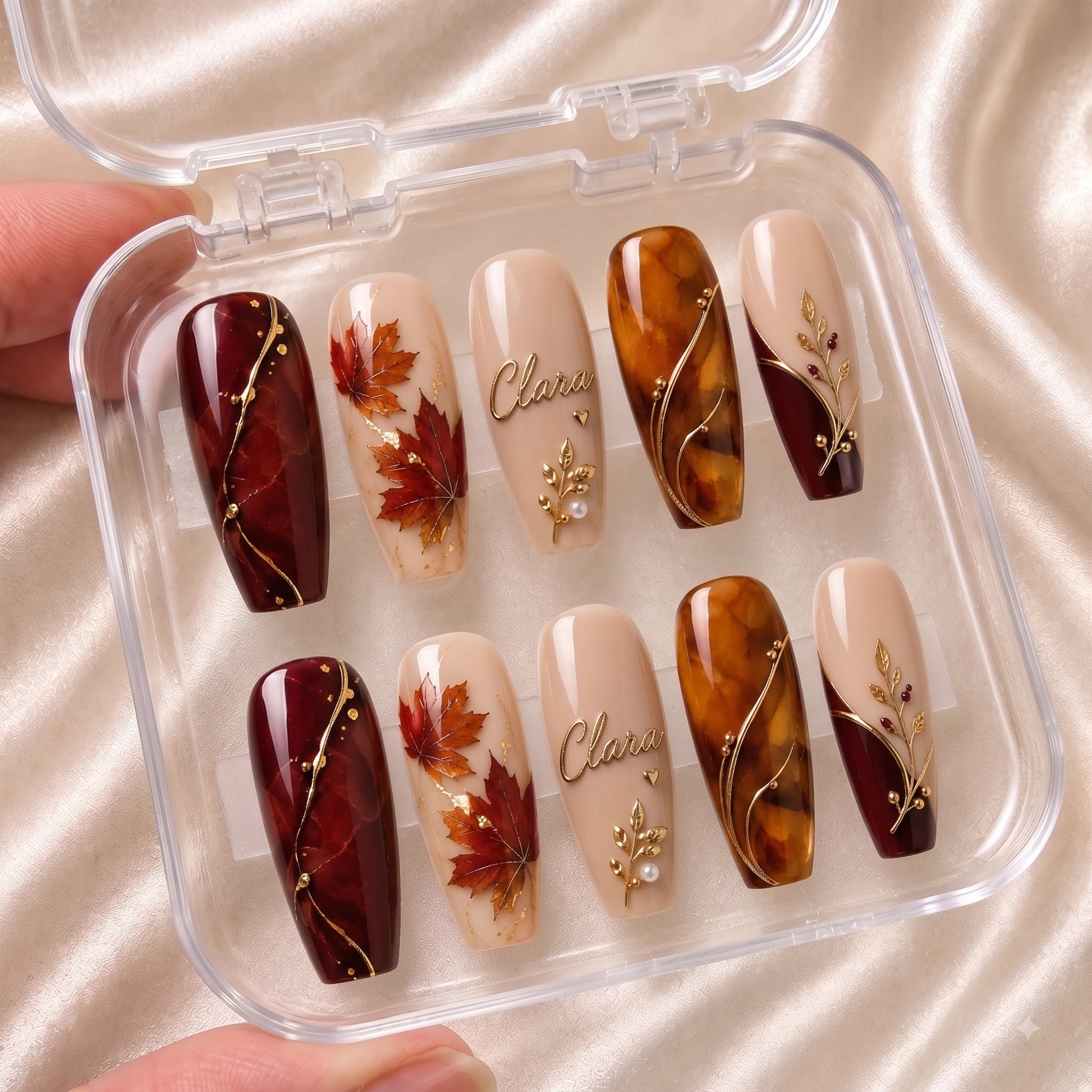 Scarlet Leaf Sonata - Personalized Press-On Nails