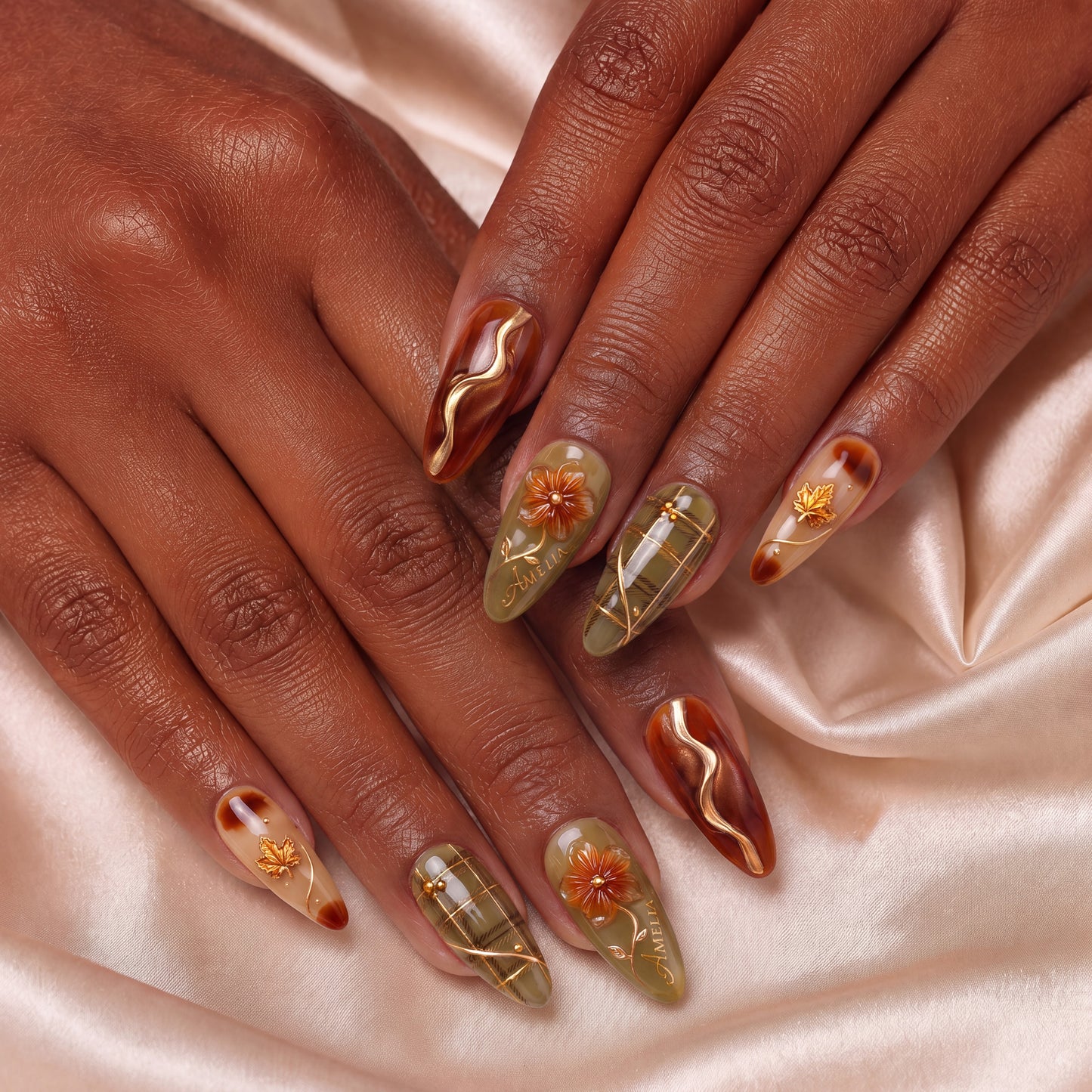 Amber Harvest - Personalized Press-On Nails
