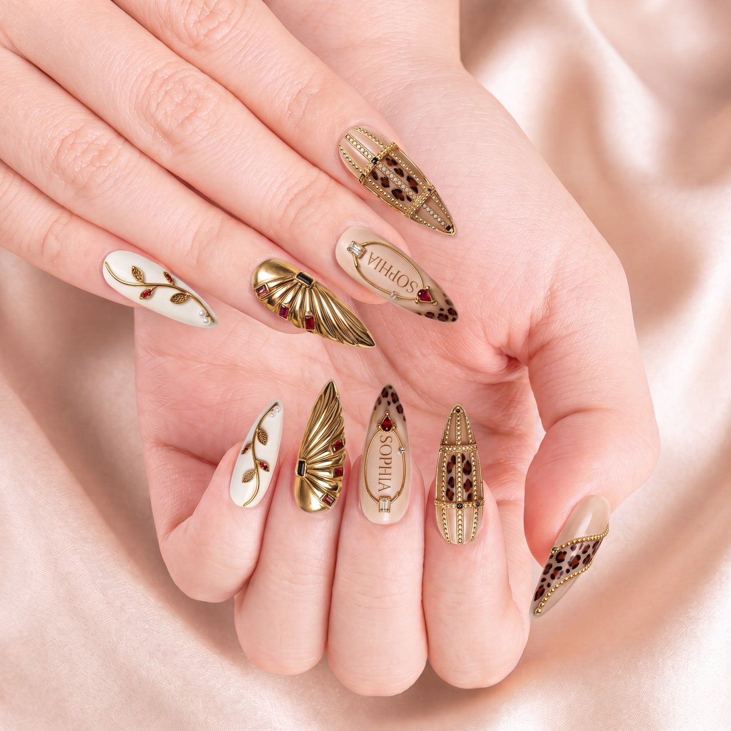Ruby Leopard Luxe - Personalized Press-On Nails