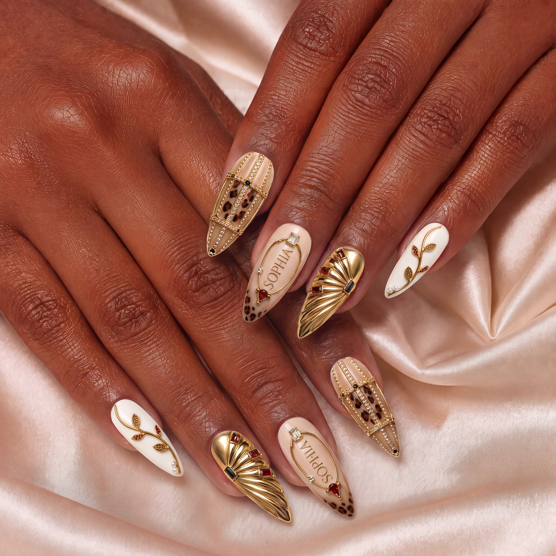 Ruby Leopard Luxe - Personalized Press-On Nails