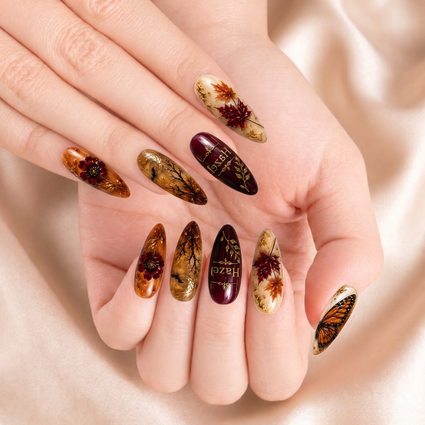 Crimson Winged Equinox - Personalized Press-On Nails