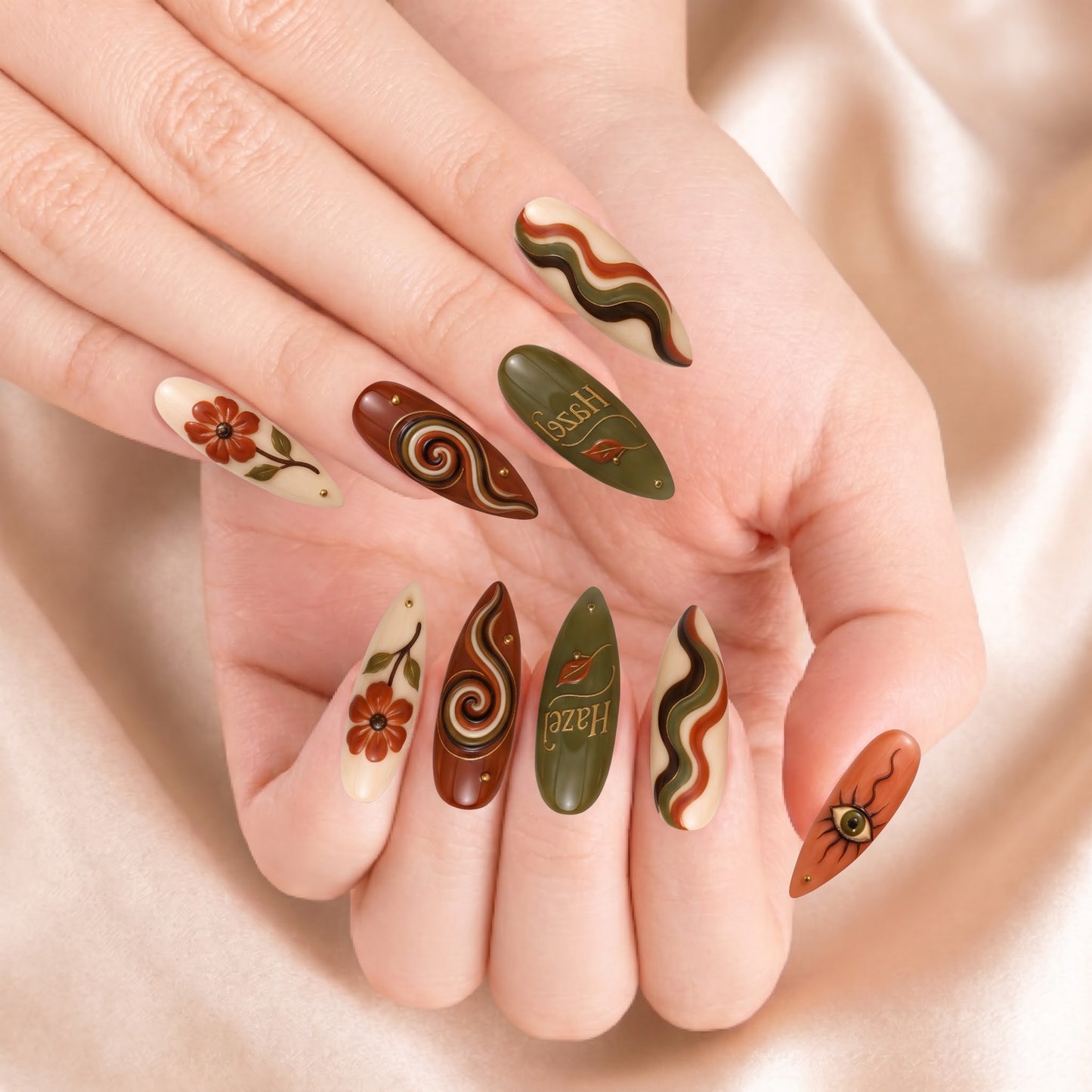 Terracotta Oracle Bloom - Personalized Press-On Nails