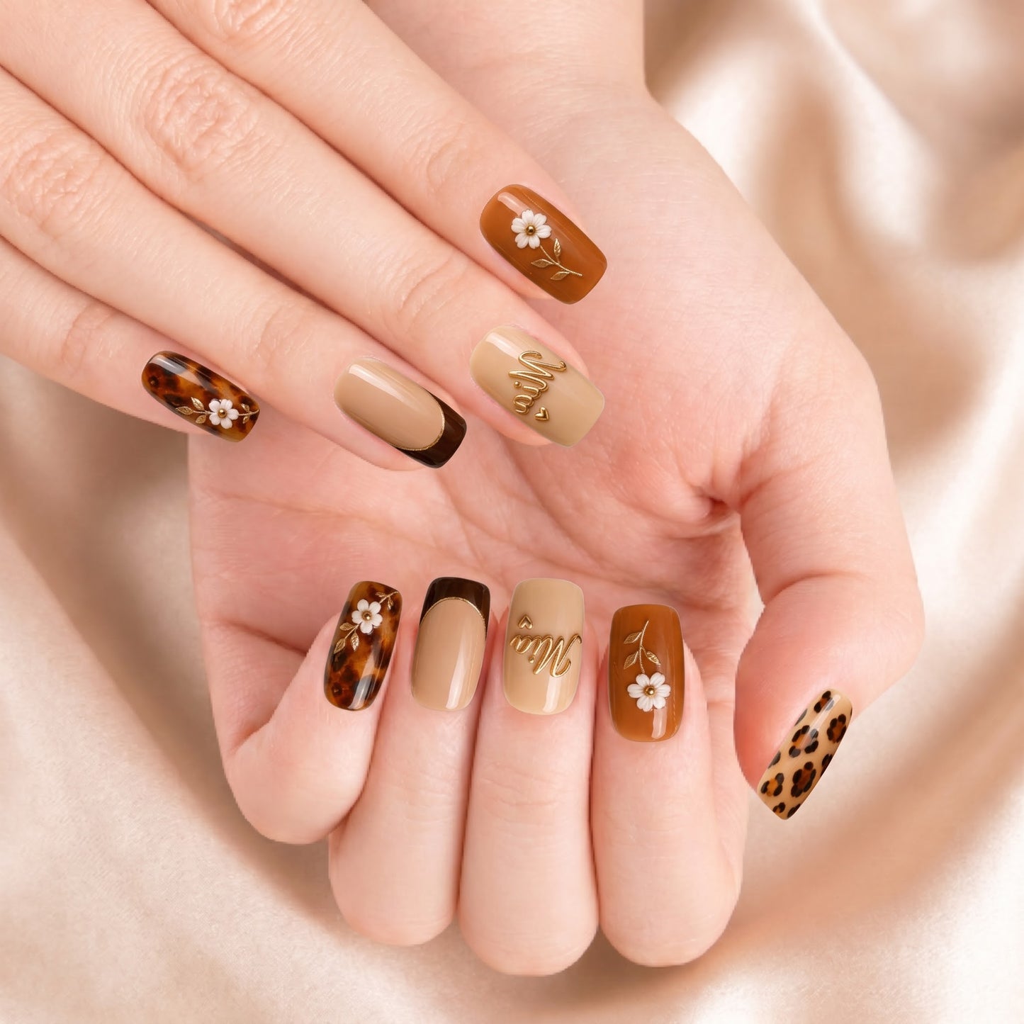 Caramel Wildflower Muse - Personalized Press-On Nails