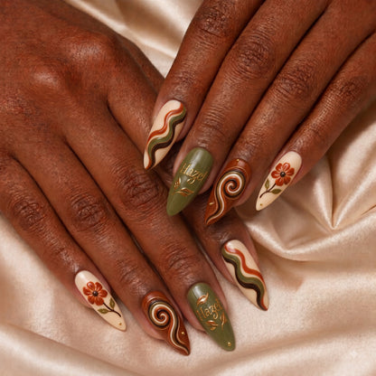 Terracotta Oracle Bloom - Personalized Press-On Nails