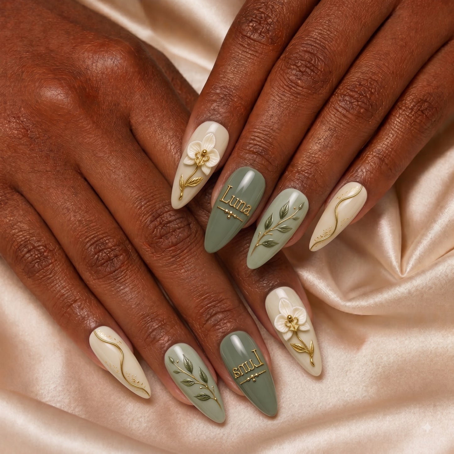 Verdant Serpent Orchid - Personalized Press-On Nails