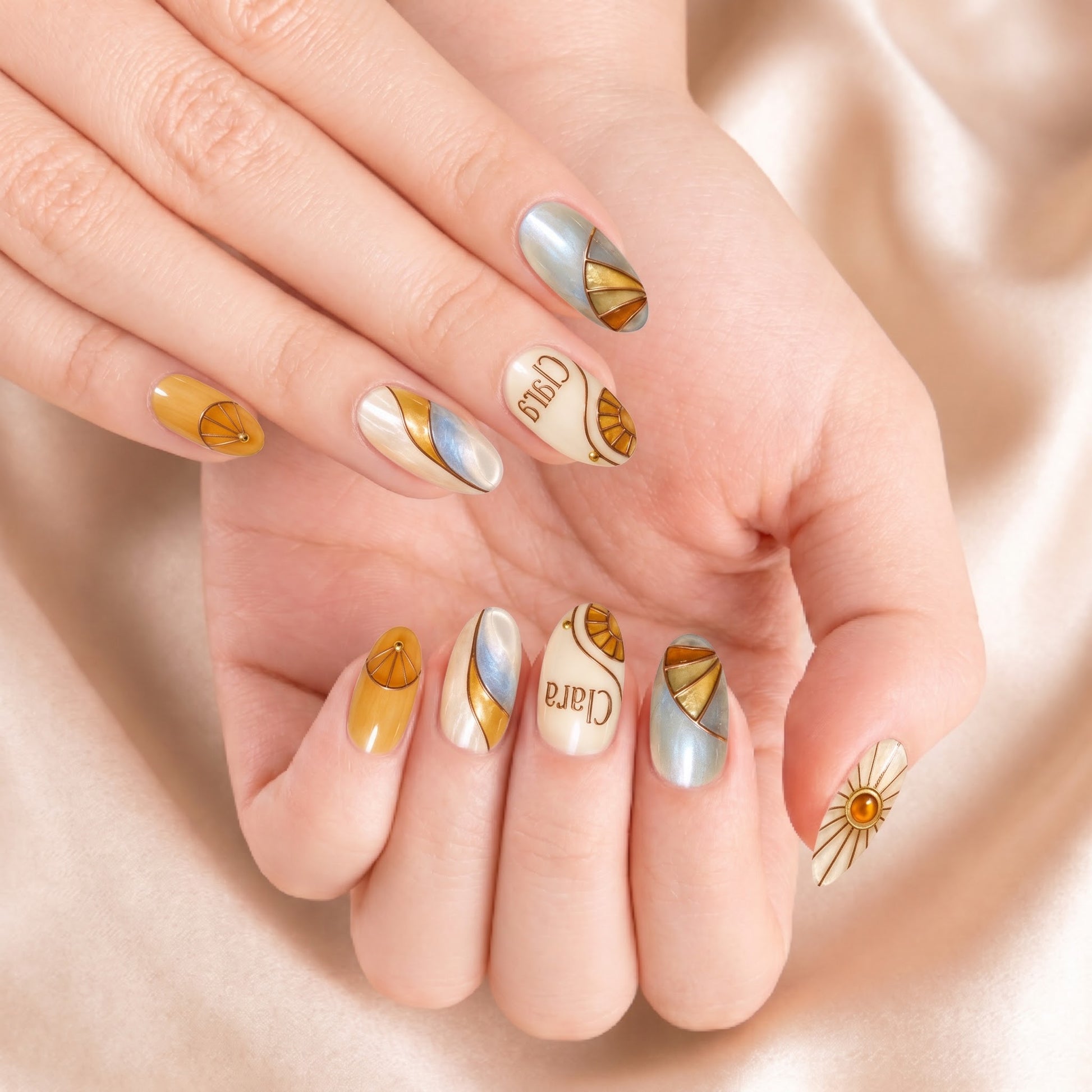 Amber Glass Daybreak- Personalized Press-On Nails