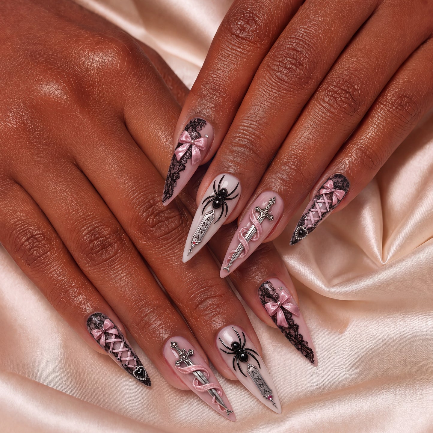 Crimson Rosary - Personalized Press-On Nails