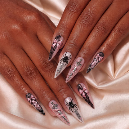 Crimson Rosary - Personalized Press-On Nails