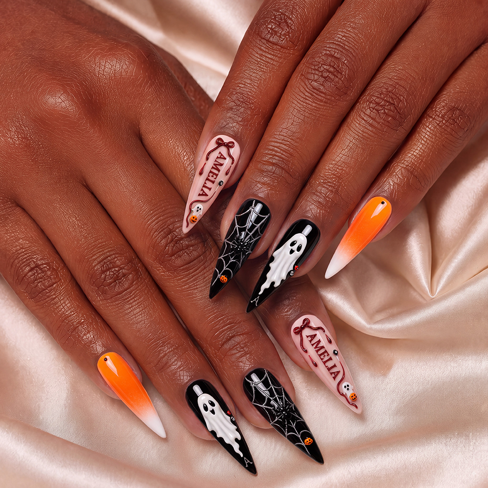 Midnight Pumpkin - Personalized Press-On Nails