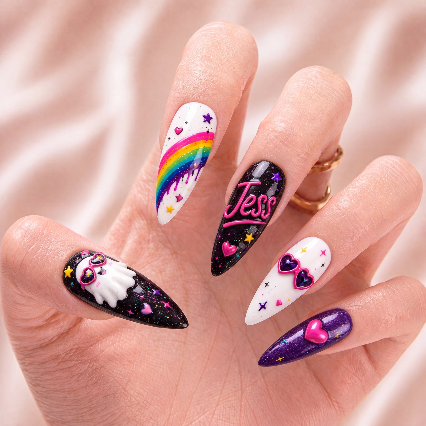 Neon Ghost Fantasy - Personalized Press-On Nails
