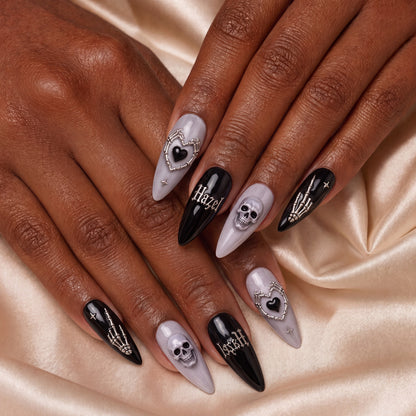 Silver Skull Ritual- Personalized Press-On Nails