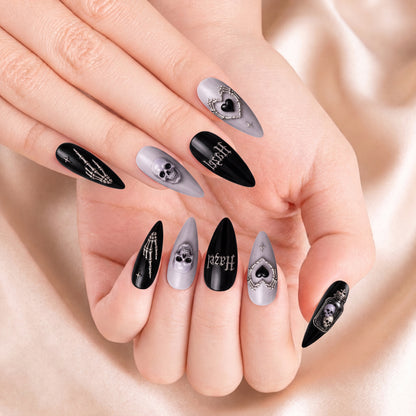 Silver Skull Ritual- Personalized Press-On Nails