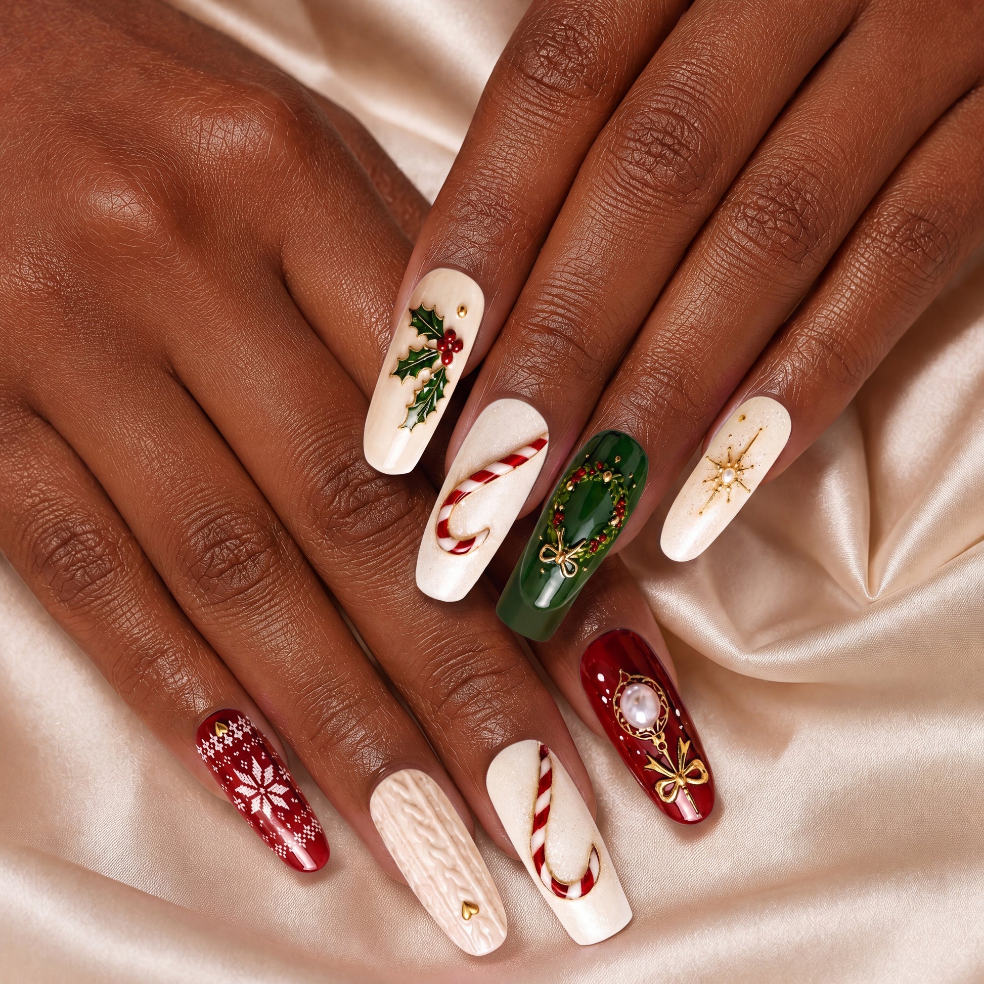Cozy Christmas Charm – Personalized Press-On Nails
