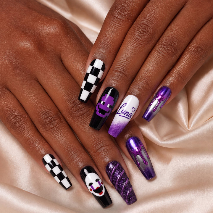 Custom Purple Puppet – Personalized Press-On Nails
