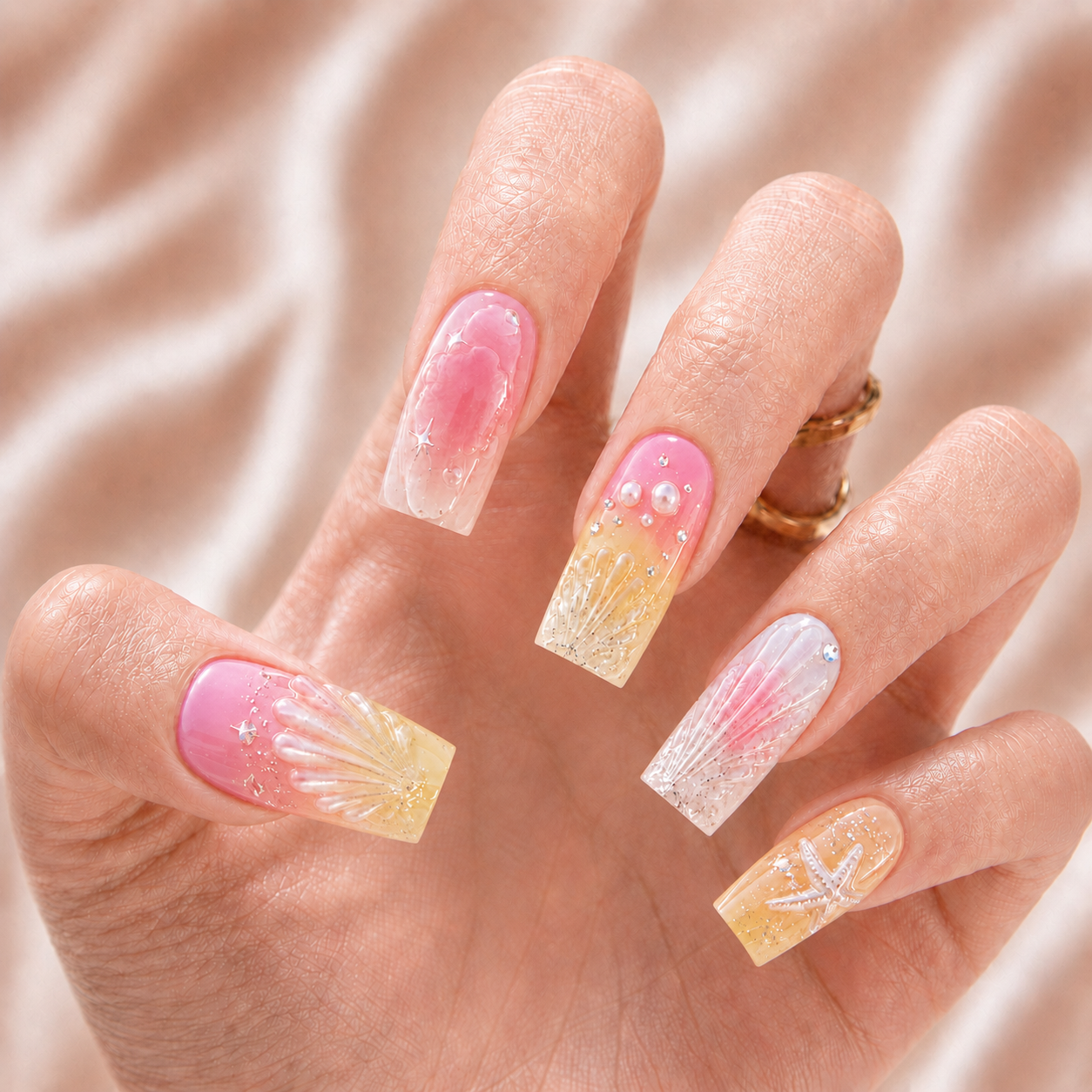 Glitter Seashell - Press-On Nails