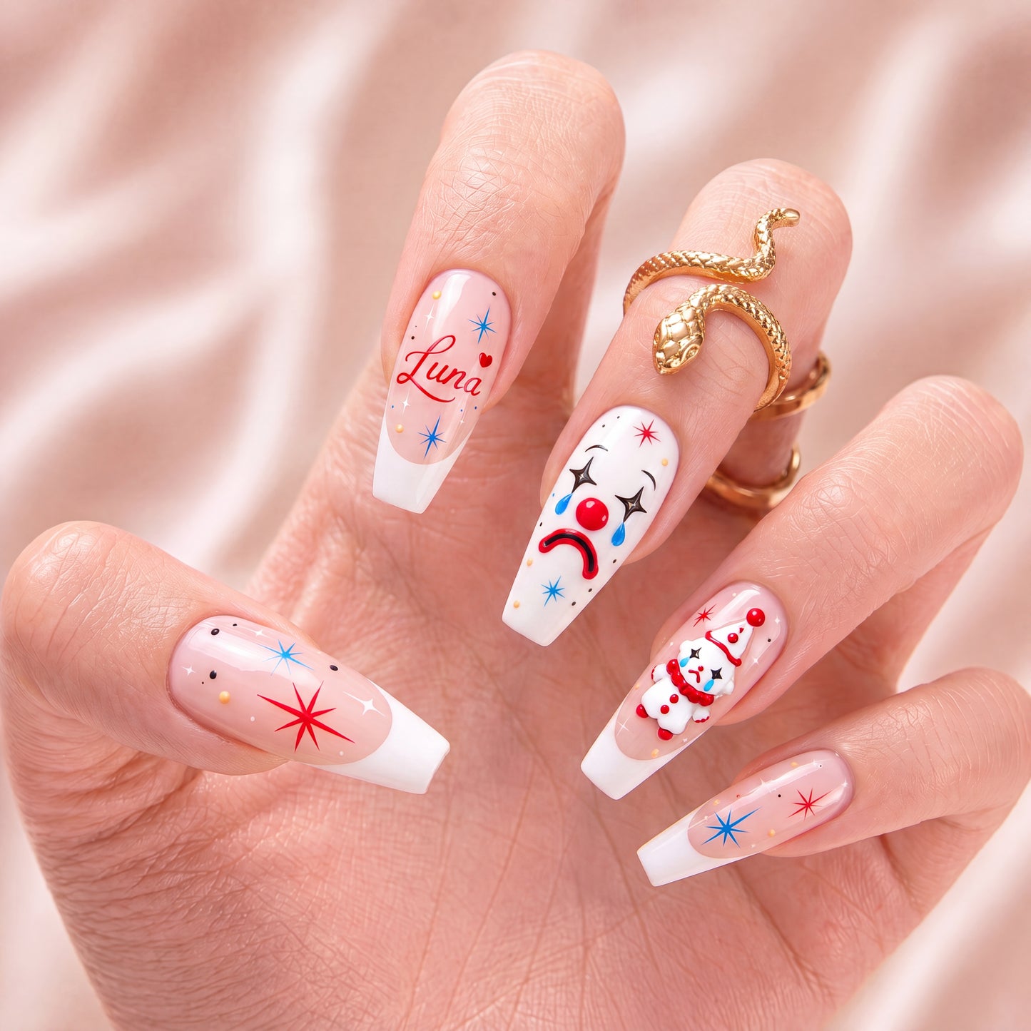 Sad Clown Sparkle – Personalized Press-On Nails