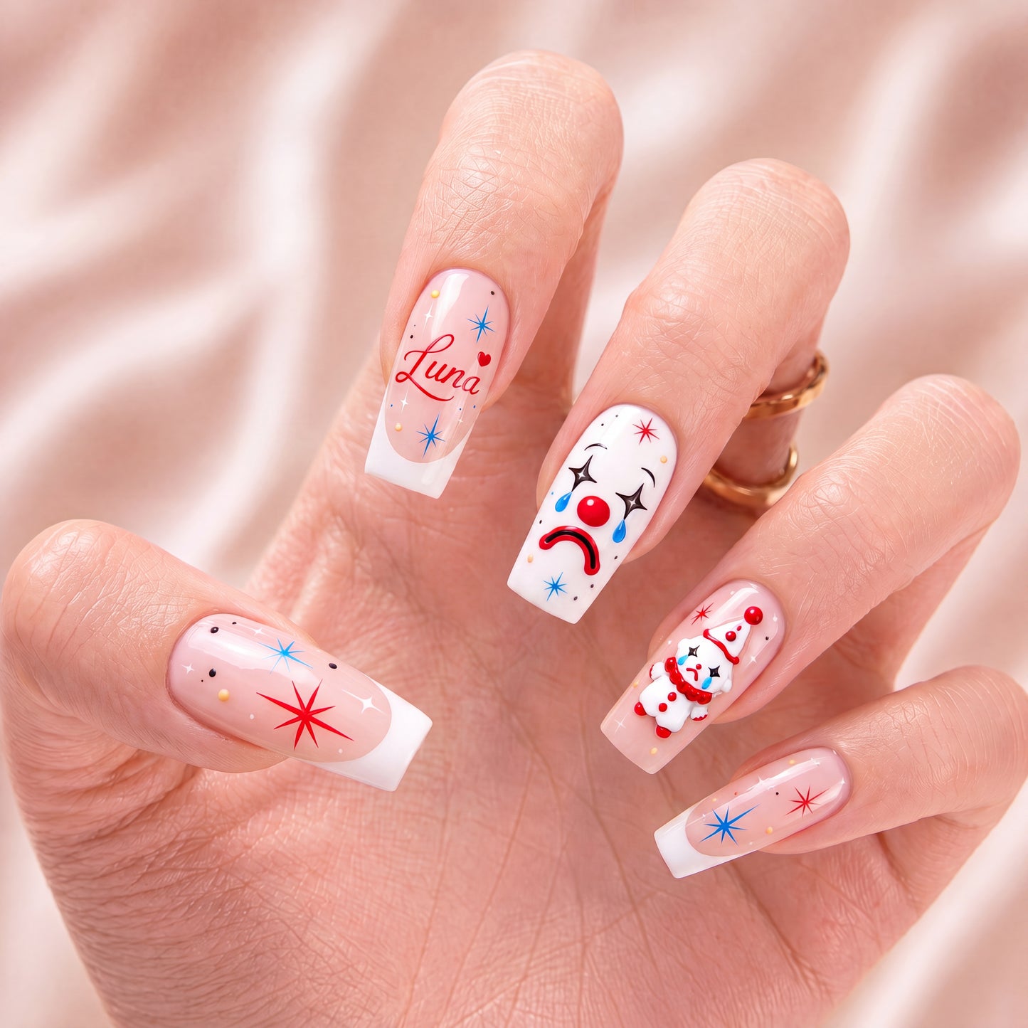 Sad Clown Sparkle – Personalized Press-On Nails