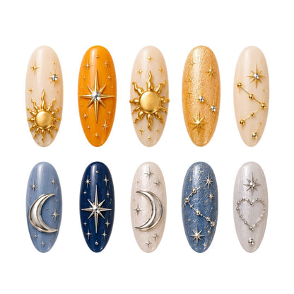 Golden Sun Silver Moon – Personalized Press-On Nails