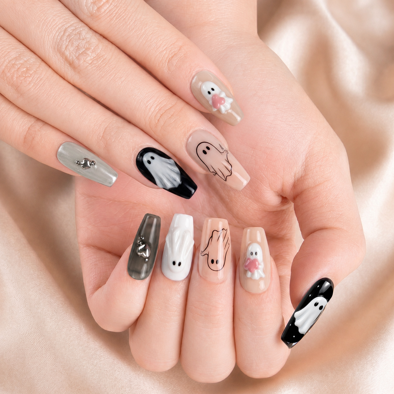Cute Ghost Besties - Personalized Press-On Nails