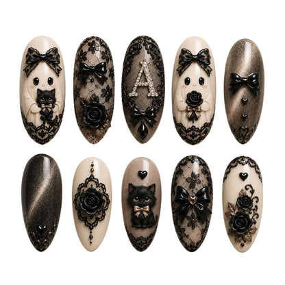 Preppy Ghost Coquette - Personalized Press-On Nails