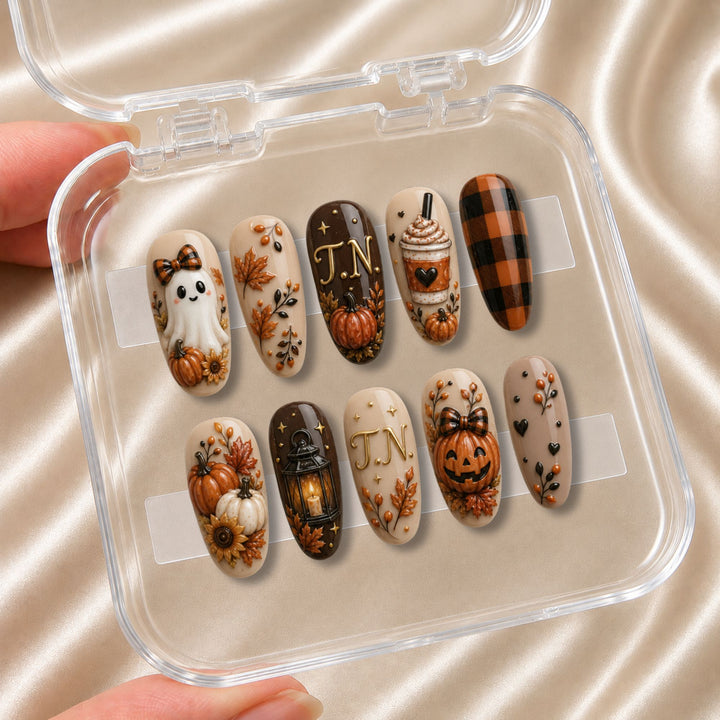 Cute Autumn Boo - Personalized Press-On Nails