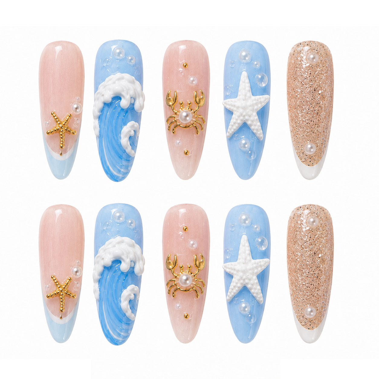 Beach Golden Crab - Press-On Nails