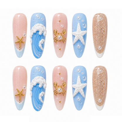 Beach Golden Crab - Press-On Nails