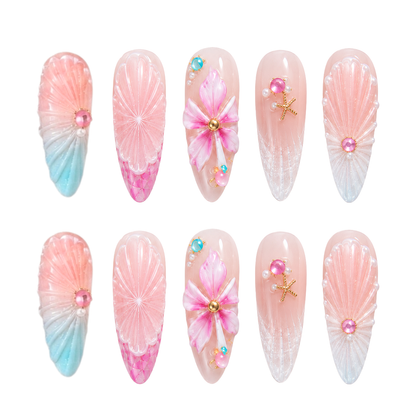 Ocean Pearl Blossom - Press-On Nails