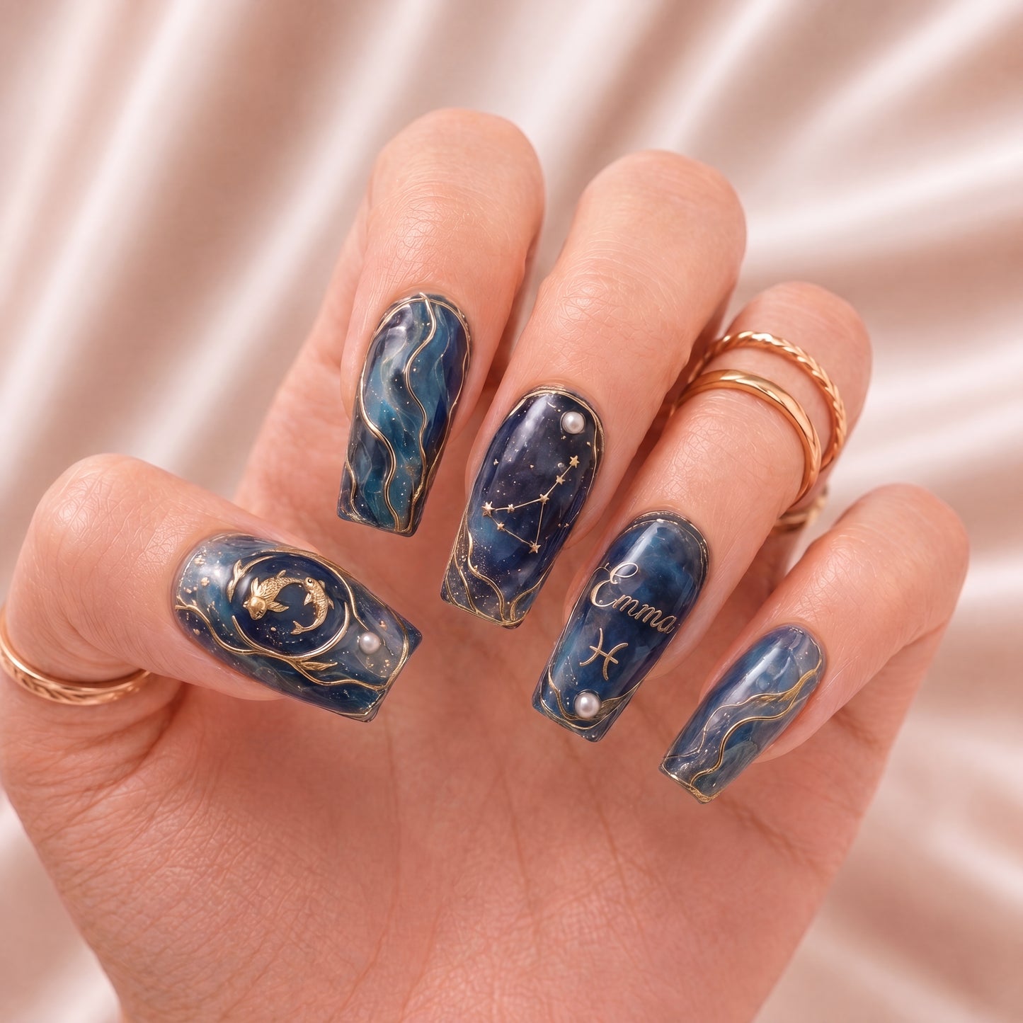 Galaxy Pisces - Personalized Press-On Nails