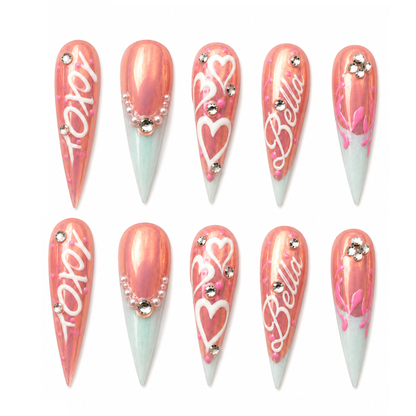 Blushing Hearts - Personalized Press-On Nails