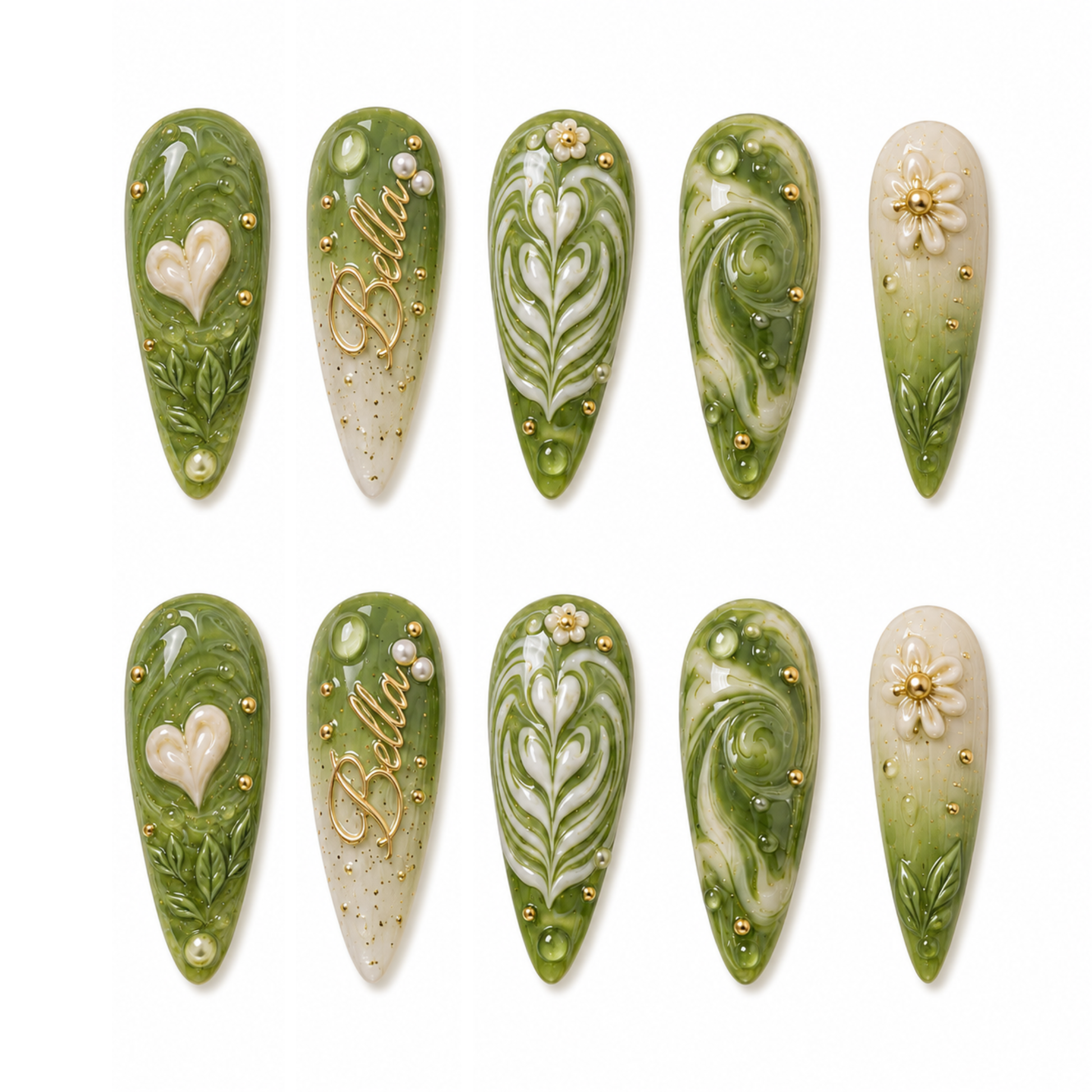 Matcha Latte - Personalized Press-On Nails