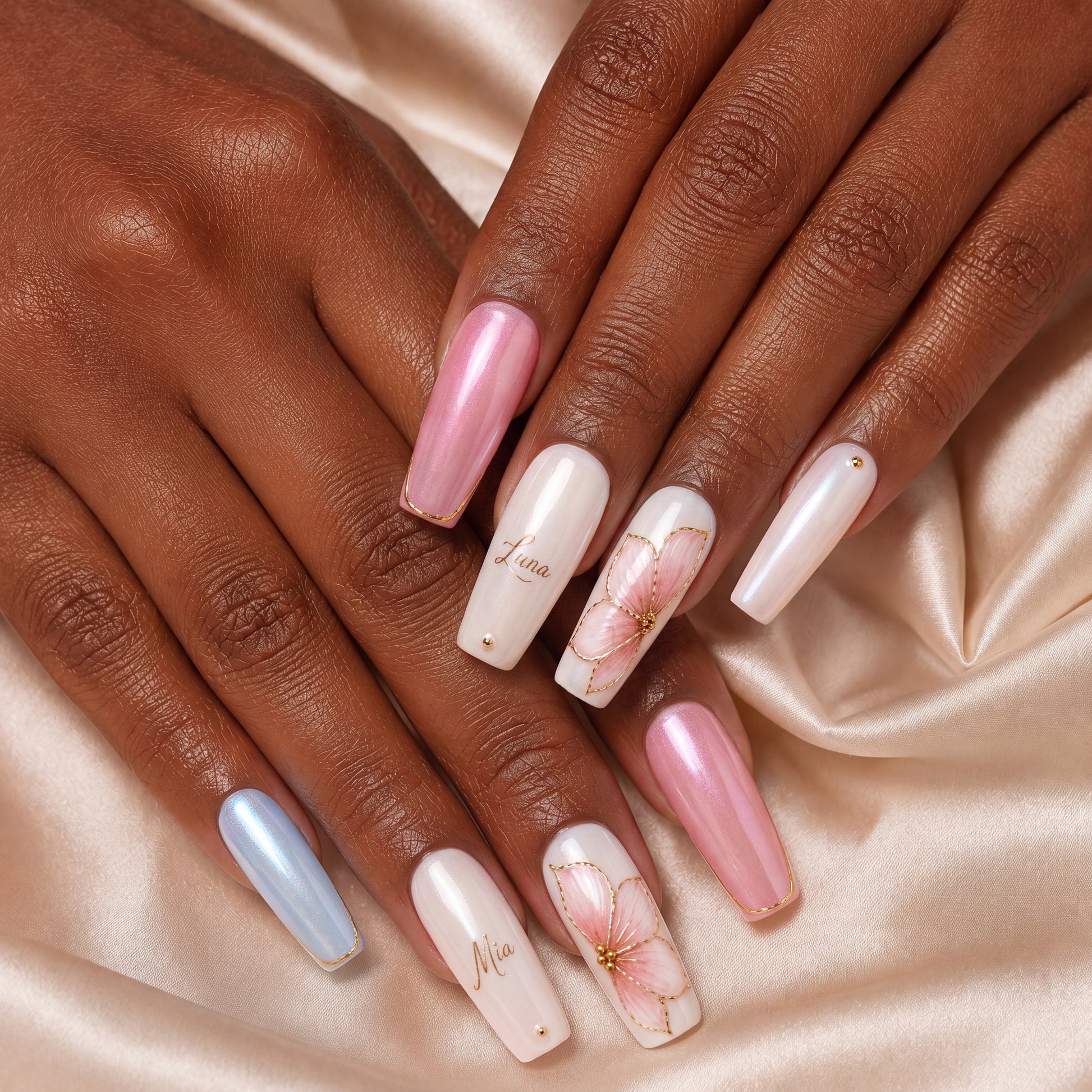 Aurora Blossom Bestie - Personalized Press-On Nails