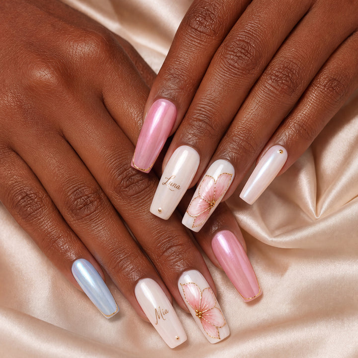 Aurora Blossom Bestie - Personalized Press-On Nails
