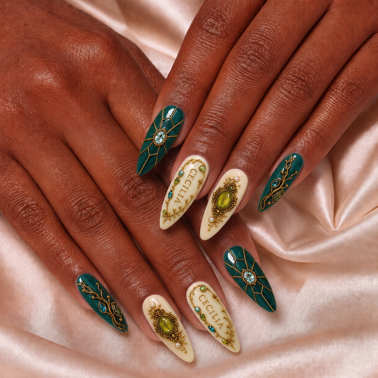 Emerald Heirloom - Personalized Press-On Nails