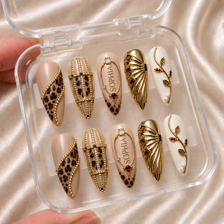 Ruby Leopard Luxe - Personalized Press-On Nails