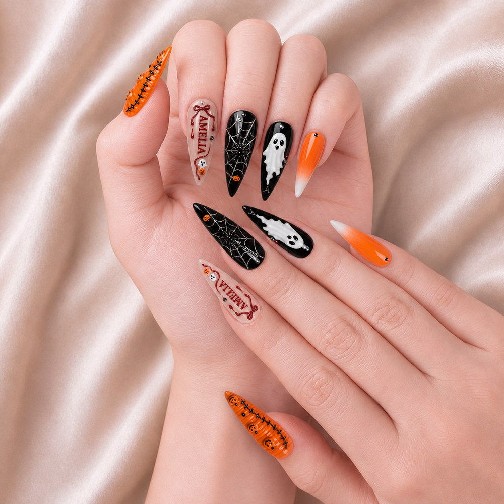 Midnight Pumpkin - Personalized Press-On Nails