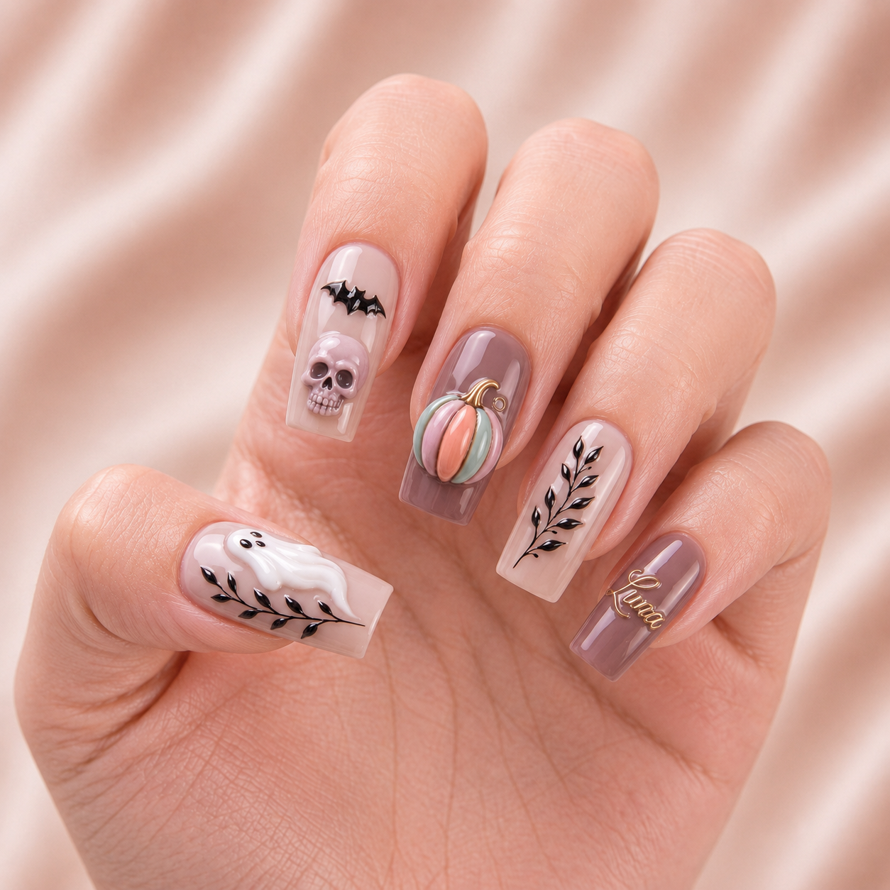 Soft Pumpkin Phantoms- Personalized Press-On Nails