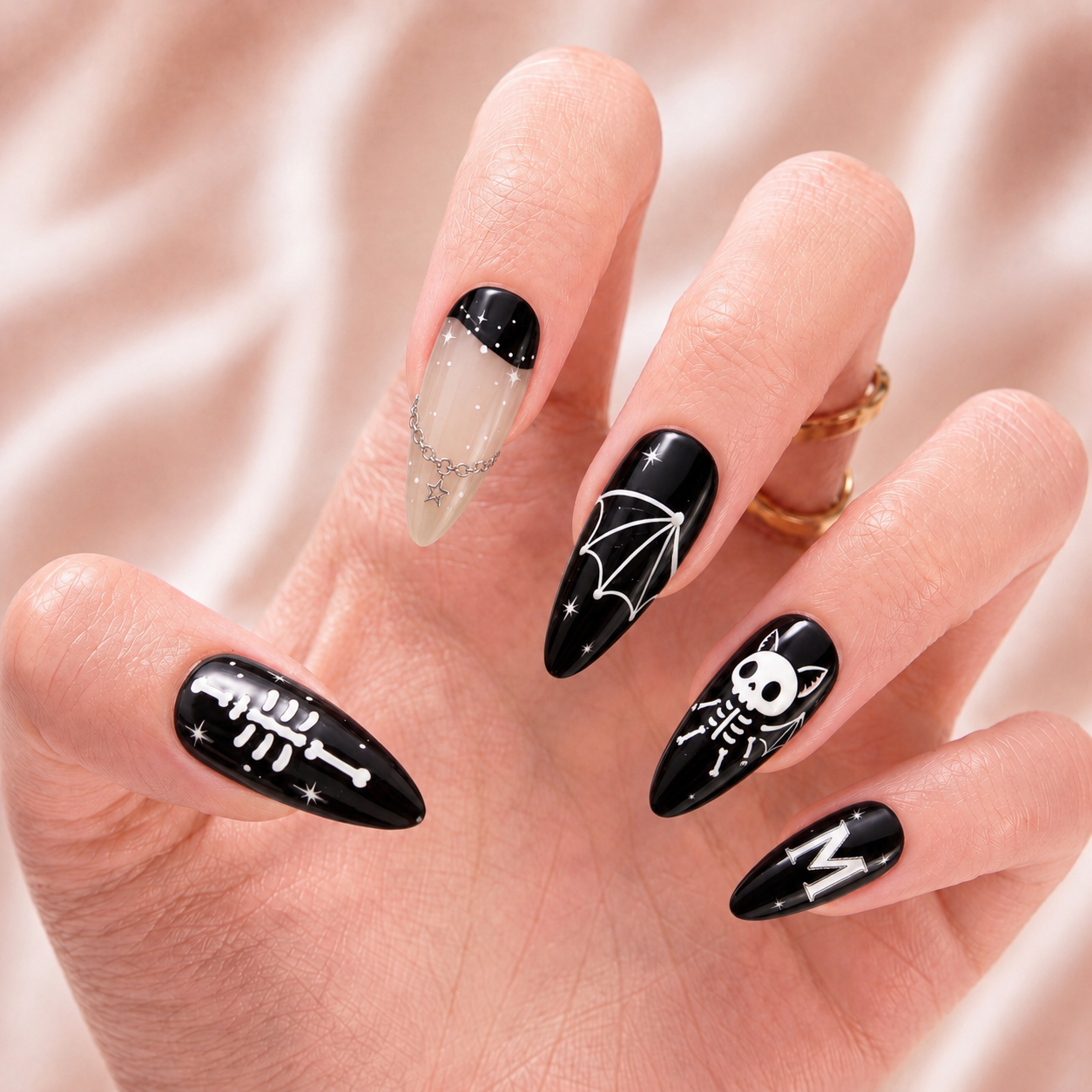 Skeleton Bat Bestie - Personalized Press-On Nails