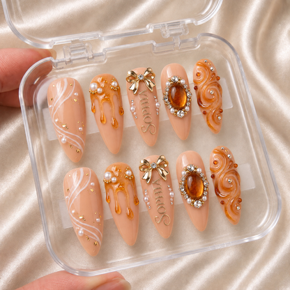 Apricot Opulence - Personalized Press-On Nails